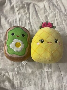 Squishmallows Pineapple & Avocado Toast Plush Set - Yellow, Green, Pink